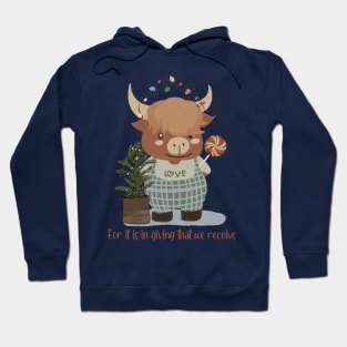 Highland Cow Cozy And Christmas Tree Light Hoodie